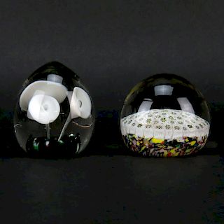 Grouping of Two (2) Mid Century Art Glass Paperweights