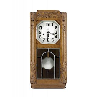 Antique Cirod Marque Deposee Art Deco Carved Wood Wall Clock