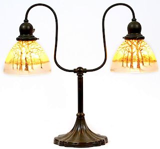 HANDEL DOUBLE STUDENT LAMP EARLY 20TH C.