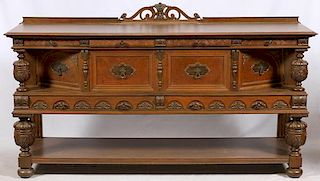 JACOBEAN STYLE CARVED WALNUT SIDEBOARD