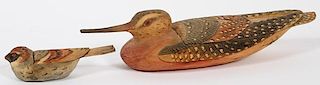 HAND CARVED AND DECORATED BIRD FORM WOOD BOXES