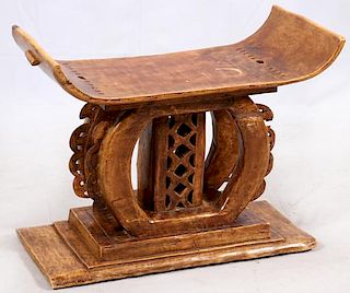 AFRICAN CARVED WOOD THRONE CHAIR C1900
