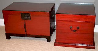 CHINESE ENAMEL PAINTED CHESTS 2 PCS.