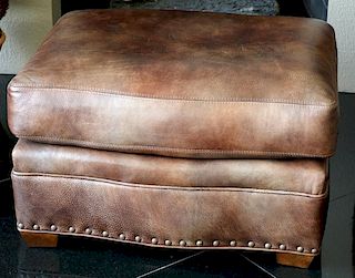 CENTURY FURNITURE CO. LEATHER OTTOMAN LATE 20TH C