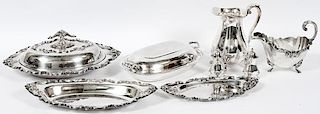 SILVER PLATE SERVING COLLECTION SEVEN PIECES
