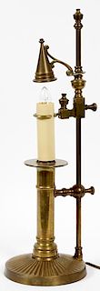 CANDLE STICK FORM BRASS TABLE LAMP