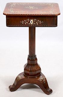 ROSEWOOD W/ MOTHER OF PEARL INLAY SEWING TABLE