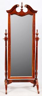QUEEN ANNE STYLE MAHOGANY CHEVAL MIRROR