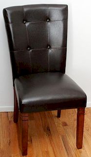 BLACK LEATHER CHAIR AND OTTOMAN 2 PIECES