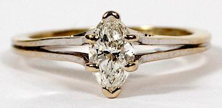 18KT GOLD AND SOLITAIRE DIAMOND RING