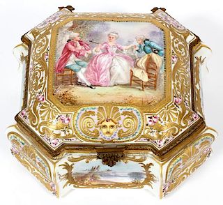 FRENCH SEVRES PORCELAIN JEWELRY BOX CIRCA 1850