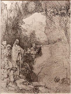 REMBRANDT ETCHING THE RESURRECTION OF LAZARUS
