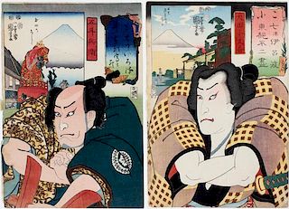TWO UTAGAWA KUNIYOSHI WOODBLOCK PRINTS 1852
