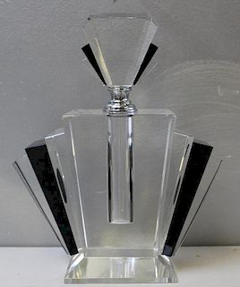 Large Art Deco Color To Clear Perfume Bottle.