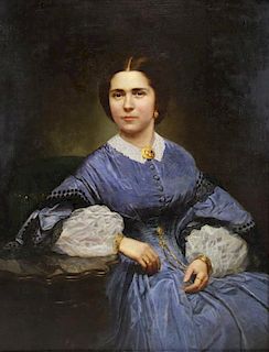 19th C. Oil on Canvas. Portrait of a Lady in a