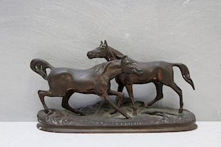 MENE.P.J. Rare Miniature Cabinet Bronze of Horses.
