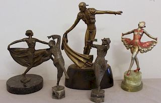 Grouping of 5 Sculptures of Dancers and a Bull