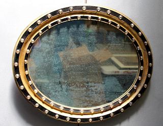 IRISH Regency, Parcel - Gilt Ebonised Oval Mirror