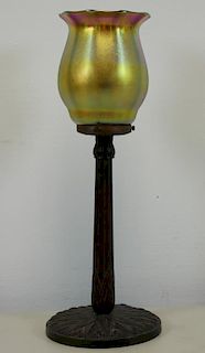 TIFFANY Studios. Patinated Bronze Table Lamp With