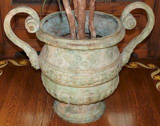 Impressive and Large Antique Patinated Bronze Urn
