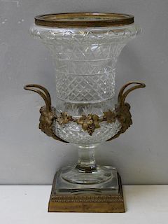 Finest  Quality Bronze Mounted Cut Glass Urn.