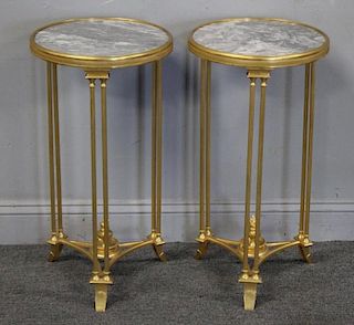 Pair of Quality Marble Top End Tables.