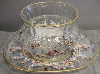 Fine Quality Enamel Decorated Glass Bowl and