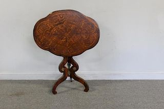 Antique Continental Marquetry Inlaid and Bronze