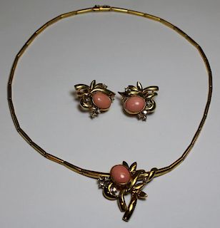 JEWELRY. 18kt Gold, Coral, and Diamond Suite.