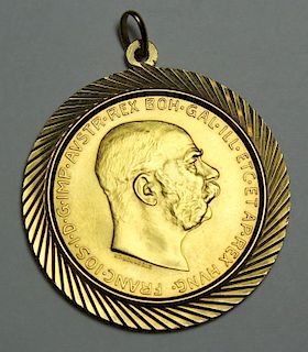 GOLD. 1915 Austrian 100 Corona Gold Coin.