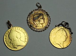 GOLD. (3) Assorted Gold Coin Grouping.
