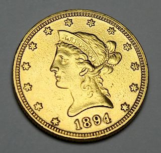 GOLD. 1894 $10 US Gold Coin.