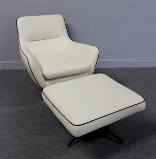 Modern Leather Upholstered Swivel Chair