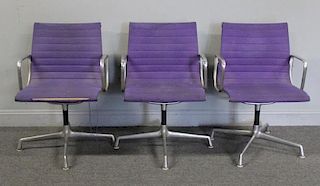 Set of 3 Purple Eames; Herman Miller Office Chairs