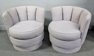 Midcentury Pair of Shell Form Swivel Chairs.