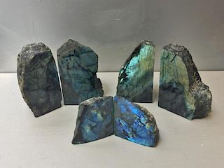 Set of 3 Luminescent Stone Specimen Bookends.