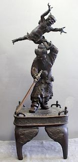 Japanese Patinated Bronze Sculpture of a Warrior.