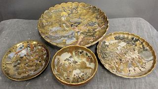 Lot of 4 Satsuma Porcelain Plates.
