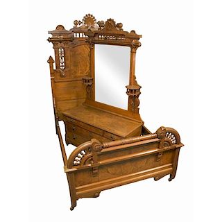 Victorian Walnut Bed and Dresser
