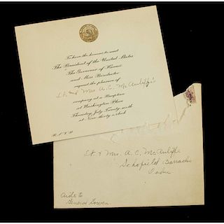 Hawaiian Territory Invitation Anthony McAuliffe to Meet President Roosevelt on His First Visit to the Islands