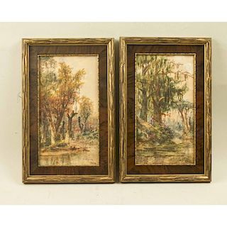 Two Myer Straus (1831-1905) Louisiana Bayou Paintings
