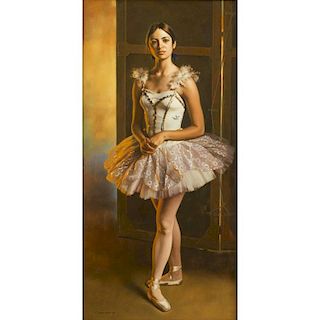 Jesse W. Corsaut (b. 1929) Painting, "Standing Ballerina"