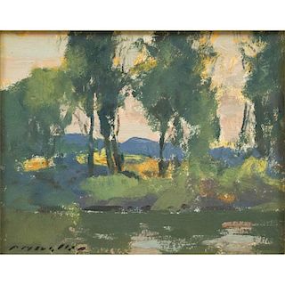 Charles Movalli (1945-2016) Painting, "Sunset"