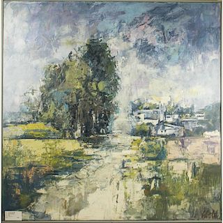 Hans Schiebold (20th c) Painting, "Village Walk"