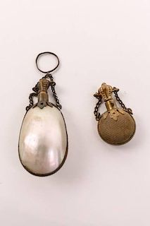 Group of 2 19th C. Smelling Salt Chained Bottles