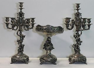 SILVER. Antique Austrian Silver Garniture Set.