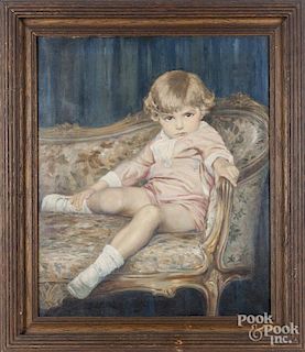 Clarence W. Snyder (American 1873-1948), oil on canvas portrait of a child, signed upper left, 30'' x