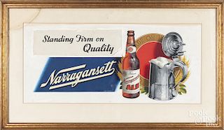 Carl Paulson (American 20th c.), gouache advertisement for Narragansett Ale, signed lower middle,