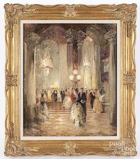 Ludwig Gschossmann (German 1894-1988), oil on canvas titled At the Ball, signed lower right, 24'' x