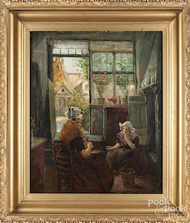 Oil on canvas interior, late 19th c., signed Lemaire, 24''x 20''.